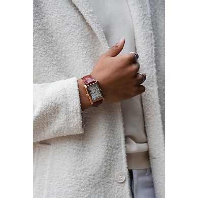 Peugeot Mens 43mm x 30mm Vintage Tank Leather Strap Watch