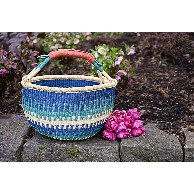 Bluebell Patterned Bolga Basket