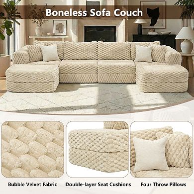 Pnronnc Modular Sectional Sofa Upholstered Boneless Couch with Movable Ottomans