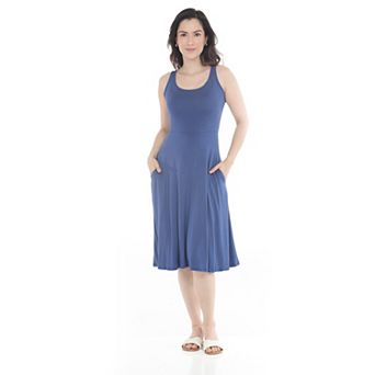 Women's Scoop Neck Fit & Flare Tank Midi Dress