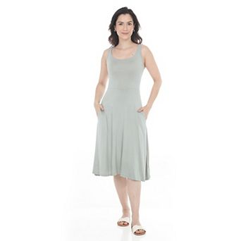 Women's Scoop Neck Fit & Flare Tank Midi Dress