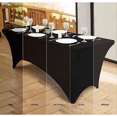 Fitted Stretch Tablecloth 2-Pack Washable Wrinkle-Resistant Rectangular Cover