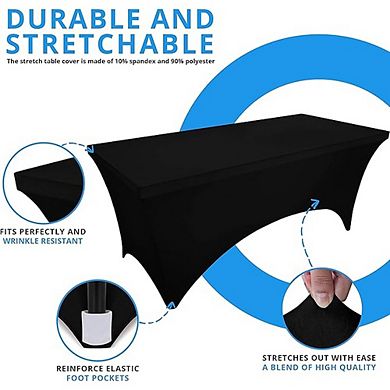 Fitted Stretch Tablecloth 2-Pack Washable Wrinkle-Resistant Rectangular Cover