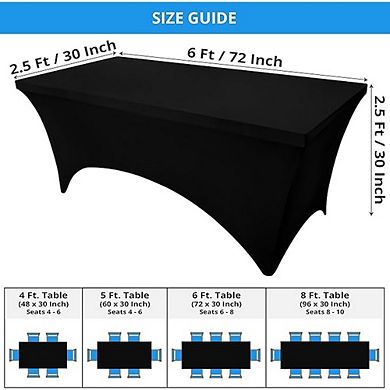 Fitted Stretch Tablecloth 2-Pack Washable Wrinkle-Resistant Rectangular Cover