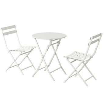 Loheer 3 pc Folding Patio Bistro Set with Round Table and 2 Chairs
