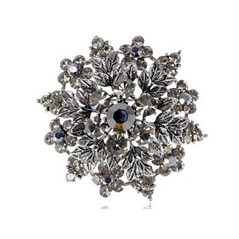 Shine Crystal Rhinestones Flower Snowflake Floral Wreath Wedding Brooch Pin