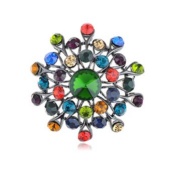 Shine Crystal Rhinestones Flower Snowflake Floral Wreath Wedding Brooch Pin