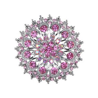 Shine Crystal Rhinestones Flower Snowflake Floral Wreath Wedding Brooch Pin