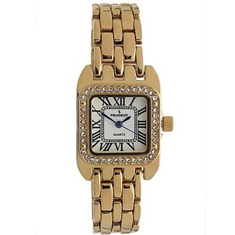 Peugeot Womens 24mm Crystal Bezel Tank Panther Link Bracelet Watch