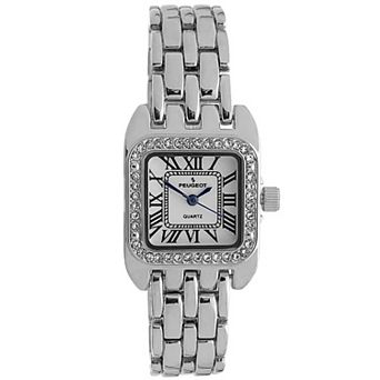 Peugeot Womens 24mm Crystal Bezel Tank Panther Link Bracelet Watch