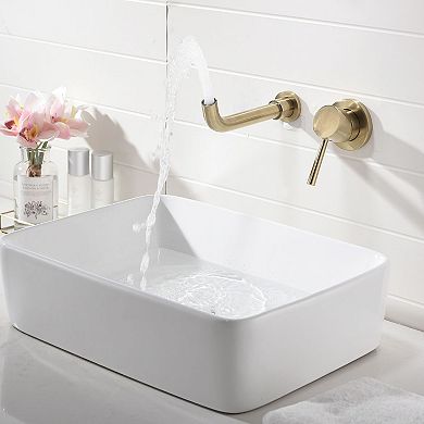 Wall Mount Bathroom Faucet Single Handle with Rough In Valve Swivel Spout