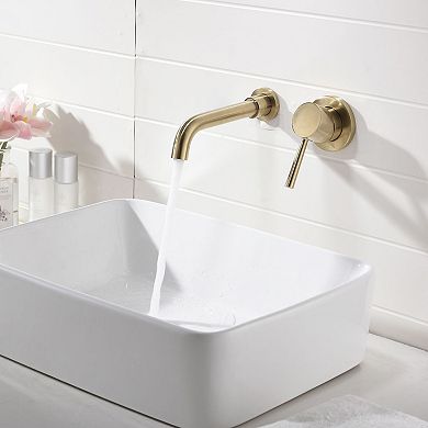 Wall Mount Bathroom Faucet Single Handle with Rough In Valve Swivel Spout