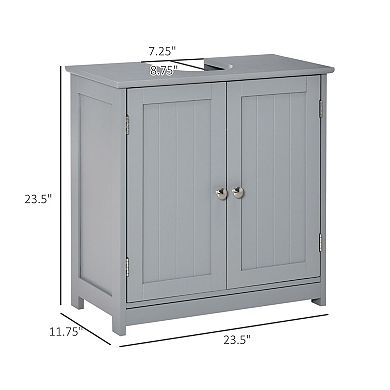 Under Sink Bathroom Storage Cabinet with U-Shaped Cut-Out Shelf