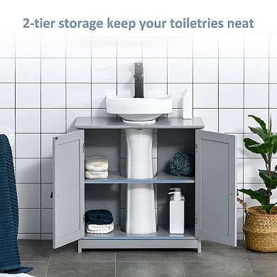 Under Sink Bathroom Storage Cabinet with U-Shaped Cut-Out Shelf