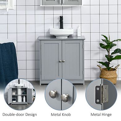 Under Sink Bathroom Storage Cabinet with U-Shaped Cut-Out Shelf