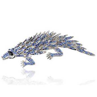 Dangerous Blue Crystal Rhinestone Crocodile Fashion Jewelry Pin Brooch