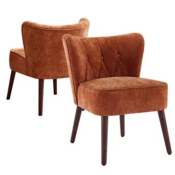 Mid-Century Modern Velvet Accent Chair Wingback, Button Tufted Upholstery, Comfy Thick Cushion