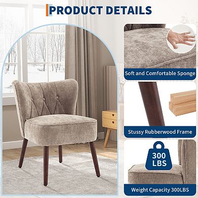 Mid-Century Modern Velvet Accent Chair Wingback, Button Tufted Upholstery, Comfy Thick Cushion