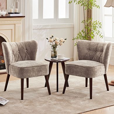 Mid-Century Modern Velvet Accent Chair Wingback, Button Tufted Upholstery, Comfy Thick Cushion