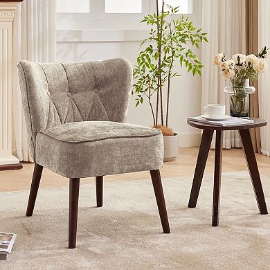 Mid-Century Modern Velvet Accent Chair Wingback, Button Tufted Upholstery, Comfy Thick Cushion