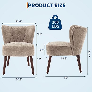 Mid-Century Modern Velvet Accent Chair Wingback, Button Tufted Upholstery, Comfy Thick Cushion