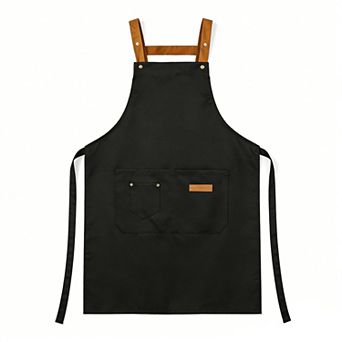 Cotton Kitchen Apron with Cross Back Straps Minimalist Utility Apron for Cooking Baking Craft Garden