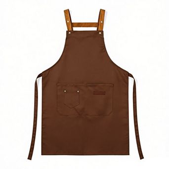 Cotton Kitchen Apron with Cross Back Straps Minimalist Utility Apron for Cooking Baking Craft Garden