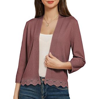 Open Front Lace Cropped Cardigan