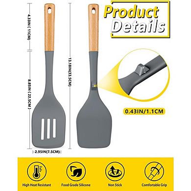 2-Pack Silicone Spatulas Heat-Resistant Solid & Slotted Turner