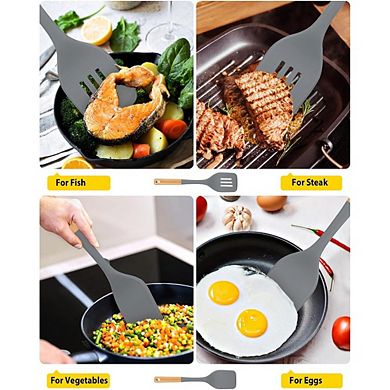2-Pack Silicone Spatulas Heat-Resistant Solid & Slotted Turner