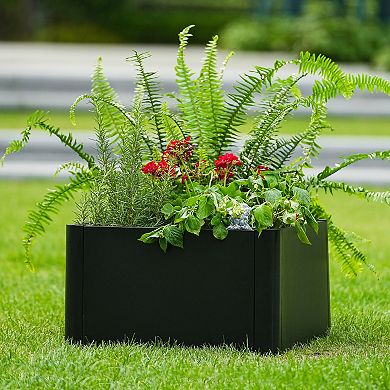 20"x 20" Base with Drainage Metal Raised Garden Bed Planter Box, Outdoor Rectangular Plante