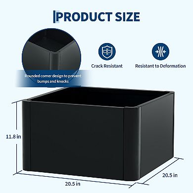 20"x 20" Base with Drainage Metal Raised Garden Bed Planter Box, Outdoor Rectangular Plante