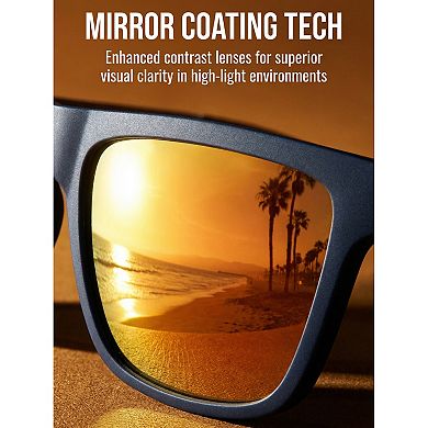 Unisex Rectangular Full-Frame Sunglasses Wood Cut Out Design Sun Glasses UV Protection