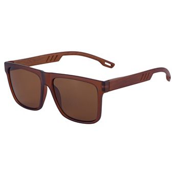 Unisex Rectangular Full-Frame Sunglasses Wood Cut Out Design Sun Glasses UV Protection