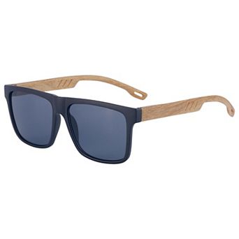 Unisex Rectangular Full-Frame Sunglasses Wood Cut Out Design Sun Glasses UV Protection