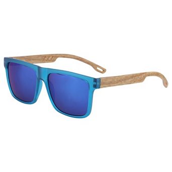 Unisex Rectangular Full-Frame Sunglasses Wood Cut Out Design Sun Glasses UV Protection