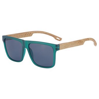 Unisex Rectangular Full-Frame Sunglasses Wood Cut Out Design Sun Glasses UV Protection