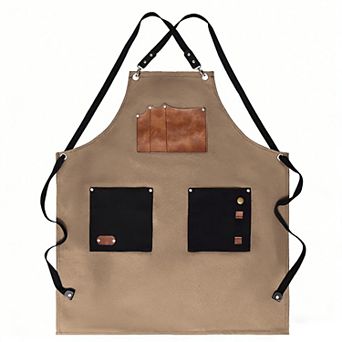 Utility Work Apron with Multi Pocket Design Full Coverage Apron for Kitchen Studio Workshop and Home