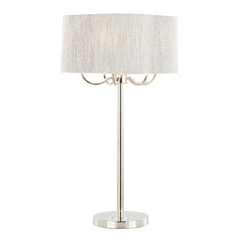 Loheer Lily Contemporary Metal Table Lamp with Hardback Linen Shade