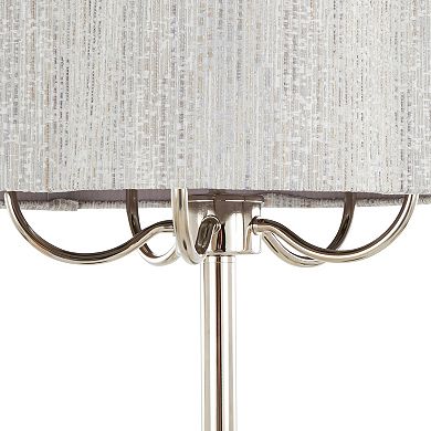 Loheer Lily Contemporary Metal Table Lamp with Hardback Linen Shade
