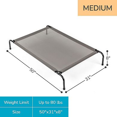 Portable Elevated Dog Bed with Steel Frame and Breathable Mesh