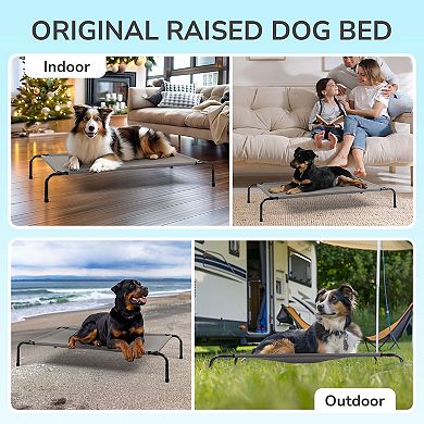 Portable Elevated Dog Bed with Steel Frame and Breathable Mesh