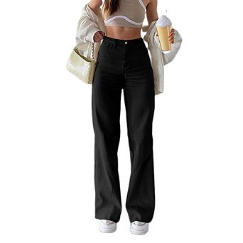 Women's Wide Leg Jeans High Waisted Stretchy Straight Leg Jeans Slim Fit Trendy Loose Denim Pants