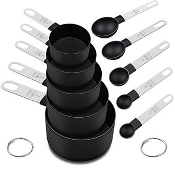 Measuring Cups Spoons Set 10 pc Nesting Stainless Steel Handle