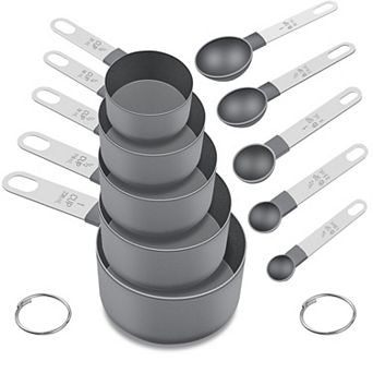 Measuring Cups Spoons Set 10 pc Nesting Stainless Steel Handle