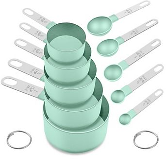Measuring Cups Spoons Set 10 pc Nesting Stainless Steel Handle