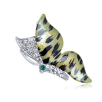 Crystal Emerald Eye Pattern Wing Petite Butterfly Pin Brooch
