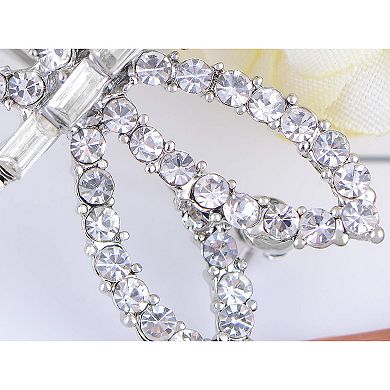 Silvery Tone Sparkly Clear Crystal Rhinestones Dragonfly Brooch Pin