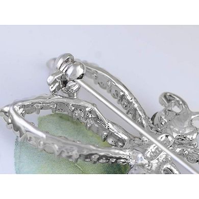 Silvery Tone Sparkly Clear Crystal Rhinestones Dragonfly Brooch Pin