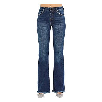 RISEN Full Size Tummy Control Mid Rise Flare Jeans Plus Size